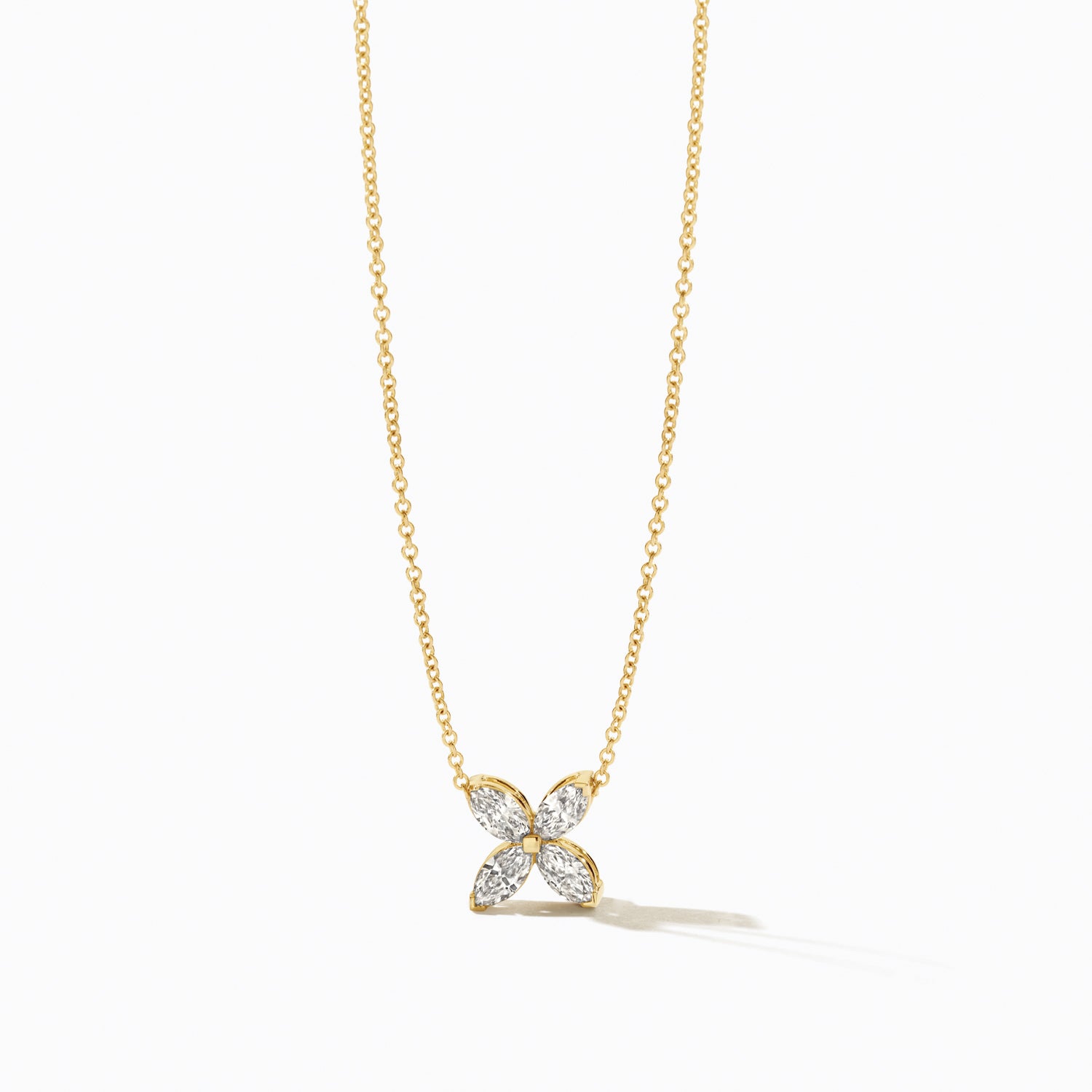 Collier bloem-vormige lab grown diamant 14k goud