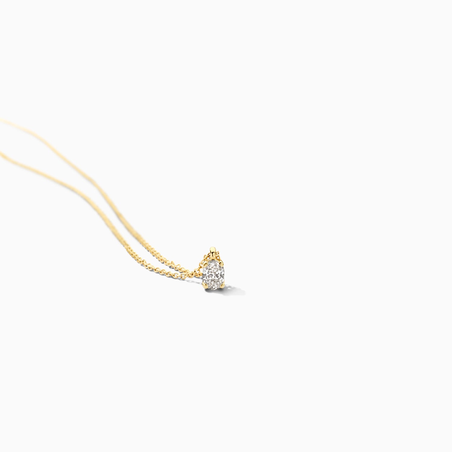 Collier met rechhoekige lab grown diamant hanger 14k goud