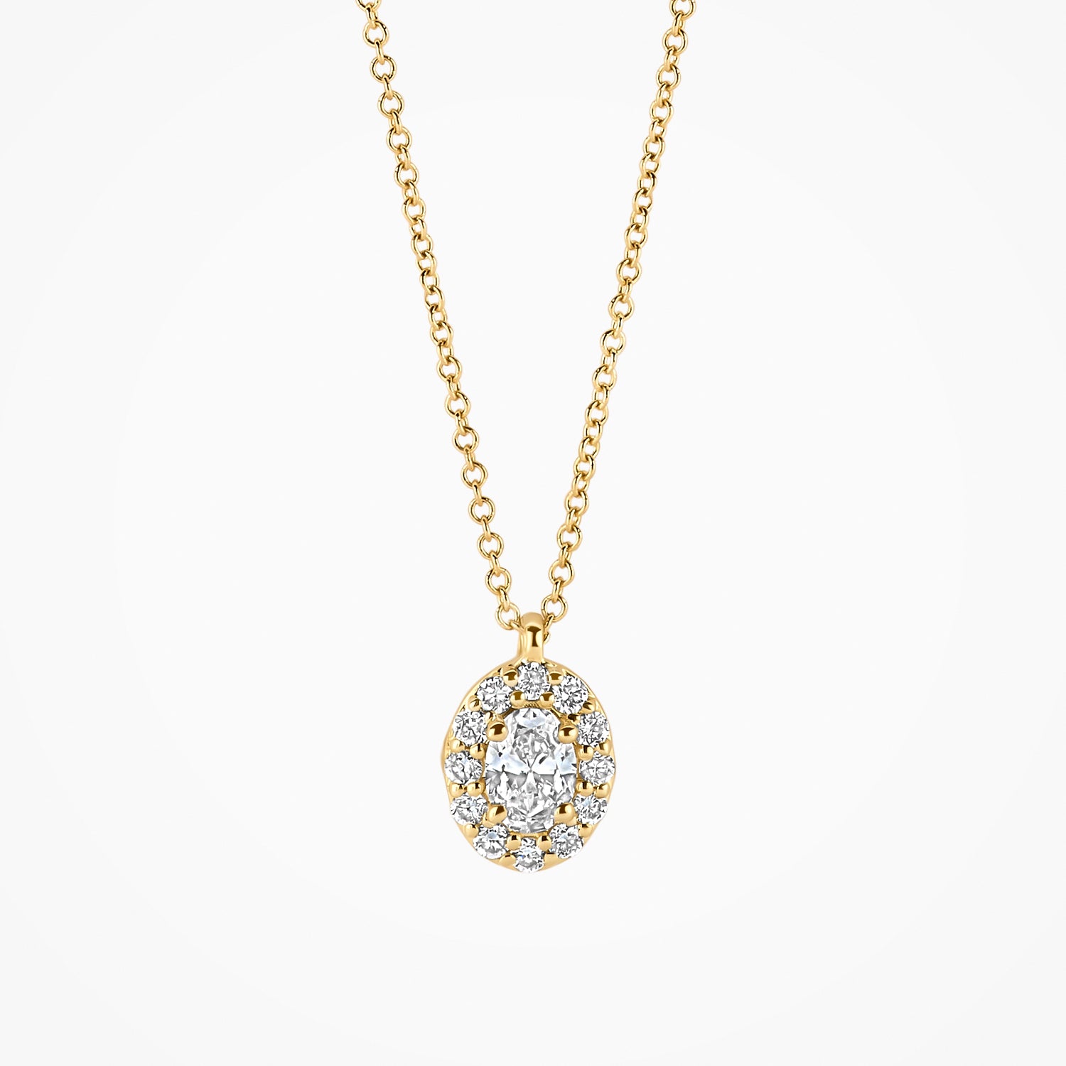 Collier lab grown diamant ovaal 14k goud