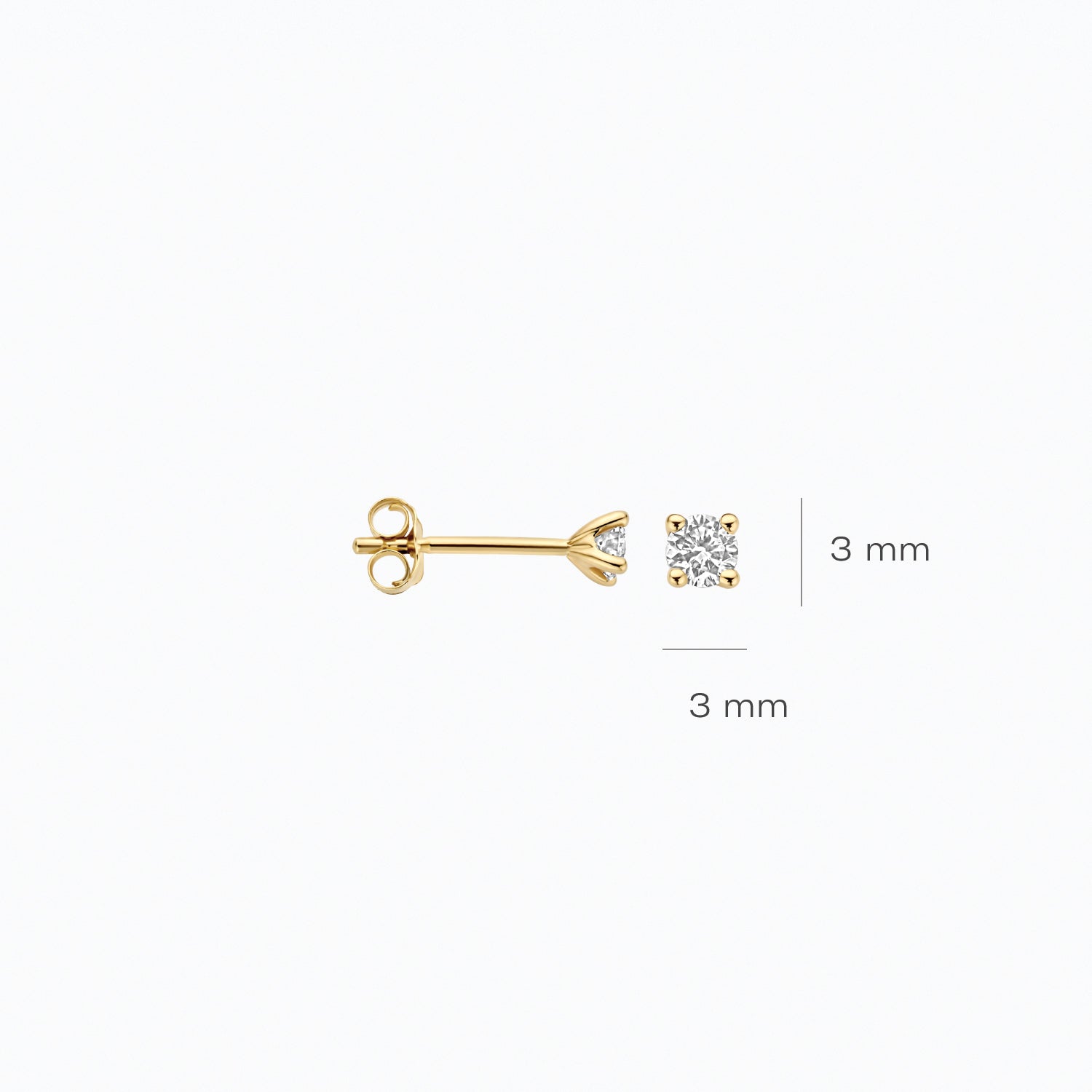 Lab Grown Diamond stud earrings, 14ct yellow gold, 2 x 0.10 ct, VSi, Top Wesselton.