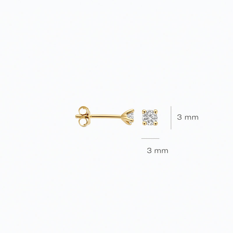 Lab Grown Diamond stud earrings, 14ct yellow gold, 2 x 0.10 ct, VSi, Top Wesselton.