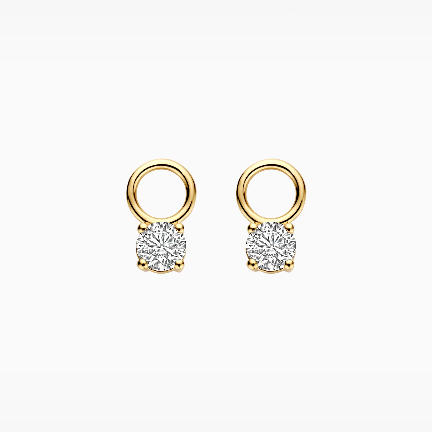 Oorbedels Lab Diamonds Chaton zetting met 5mm Oogje 14k goud