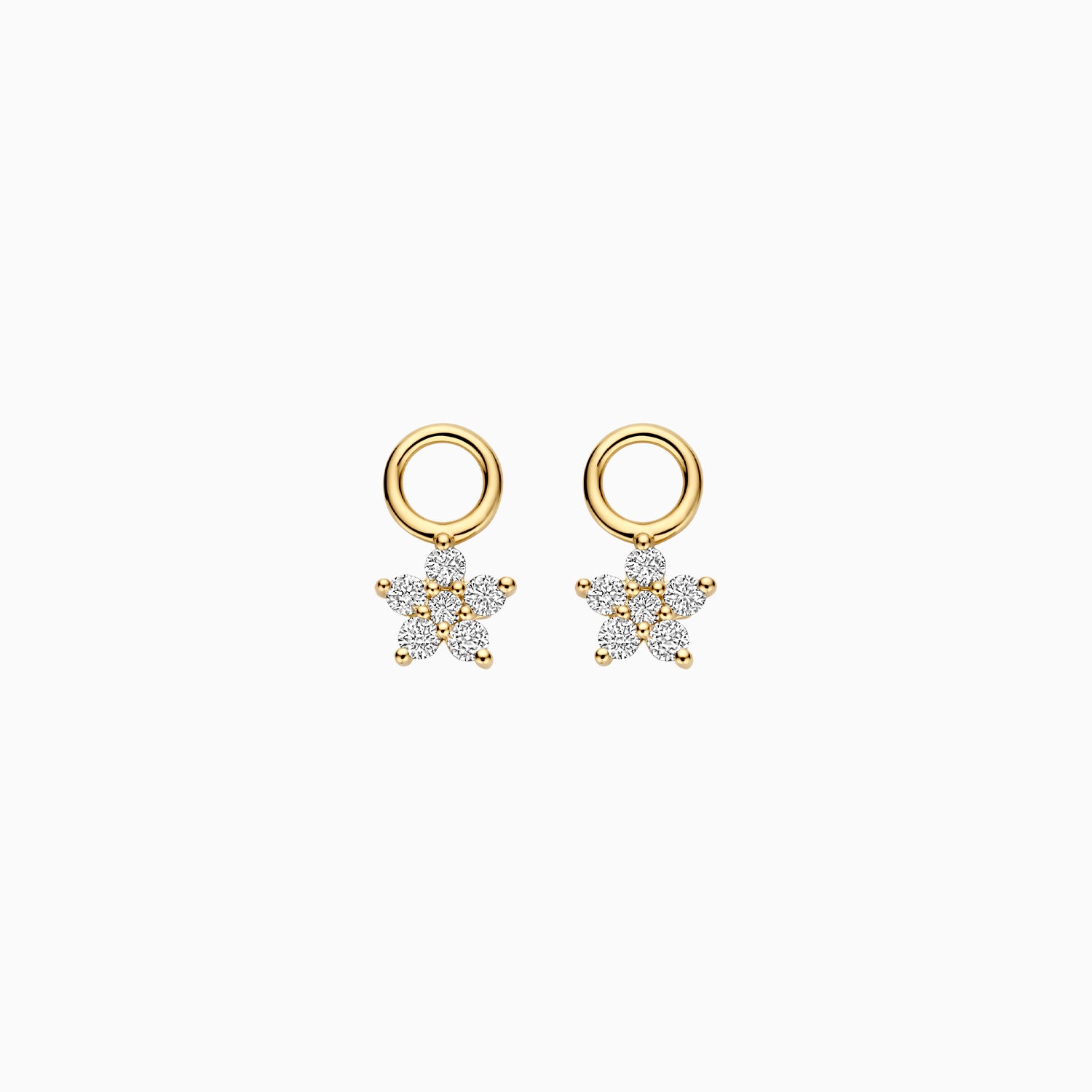 Oorbedels Lab Diamonds Stervorm met 3.4mm oogje 14k goud