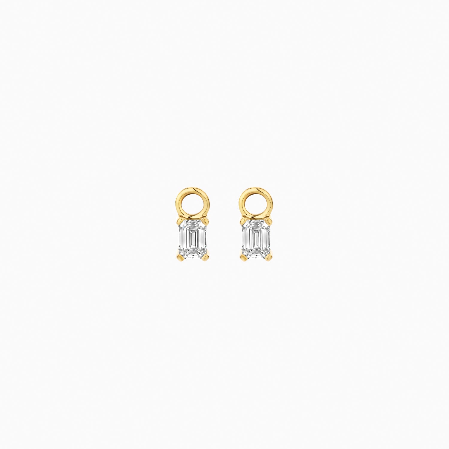 Oorbedels Lab Diamonds Rechthoekig met 2.8mm oogje 14k goud
