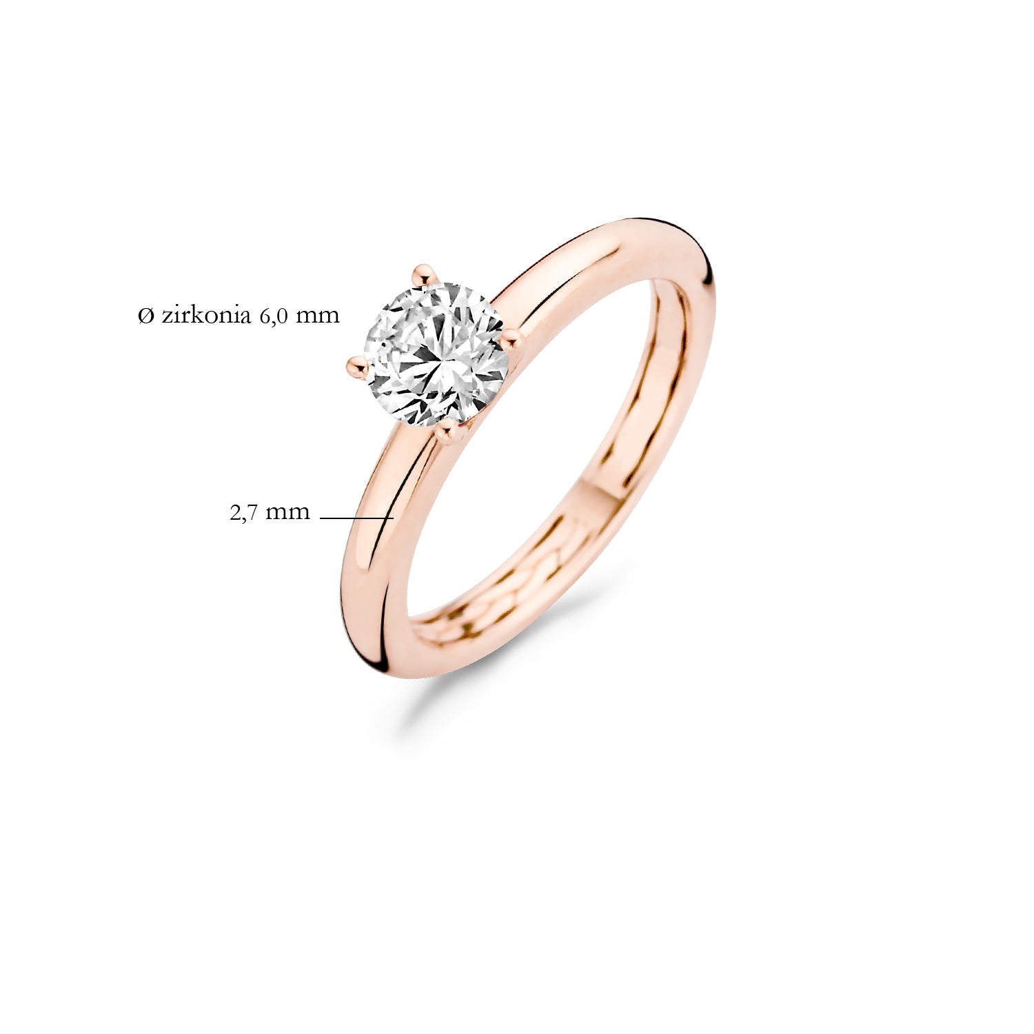 Ring 1121RZI - Or Rosé 14k avec zircone