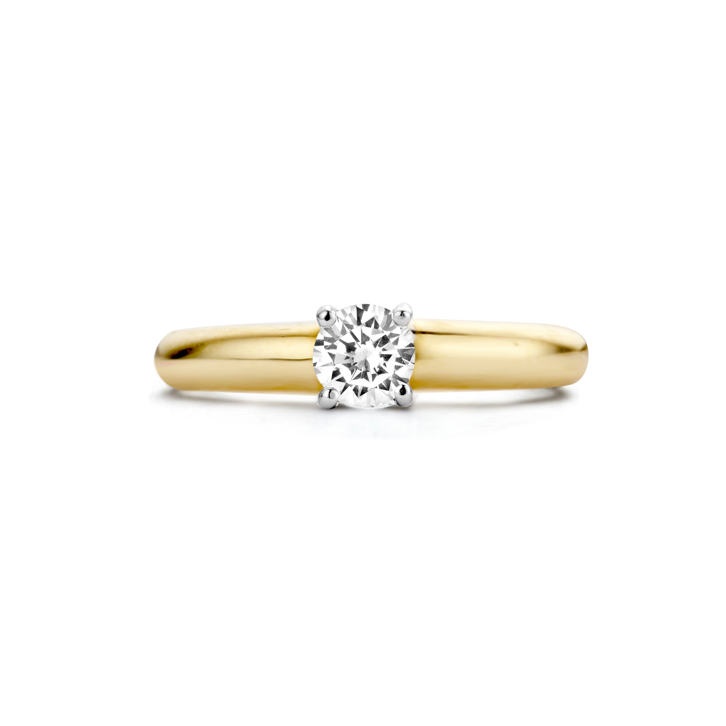 Solitair Ring met ⌀ 5 mm Zirkonia 14k Bicolor goud