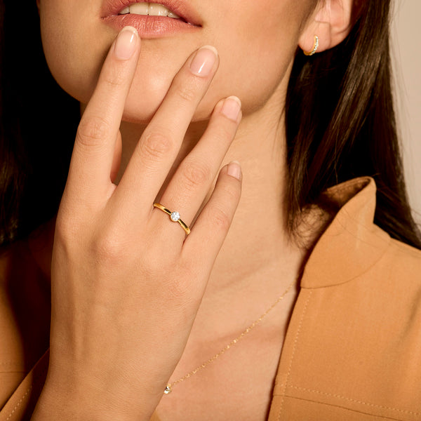 Bague 1653BDI - Or jaune et blanc 14 carats avec diamant