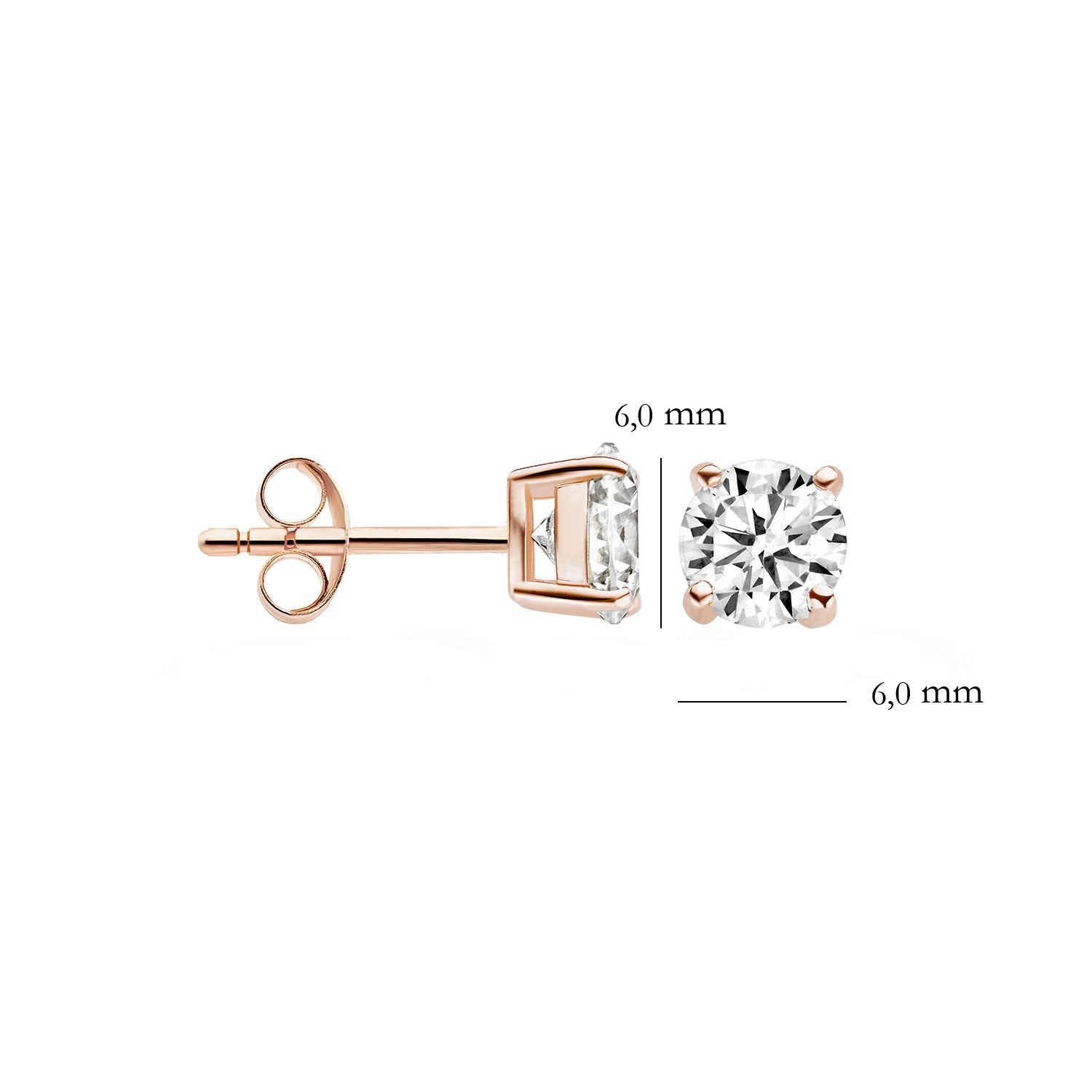 Puces d'oreilles 7014RZI - Or rose avec zircone