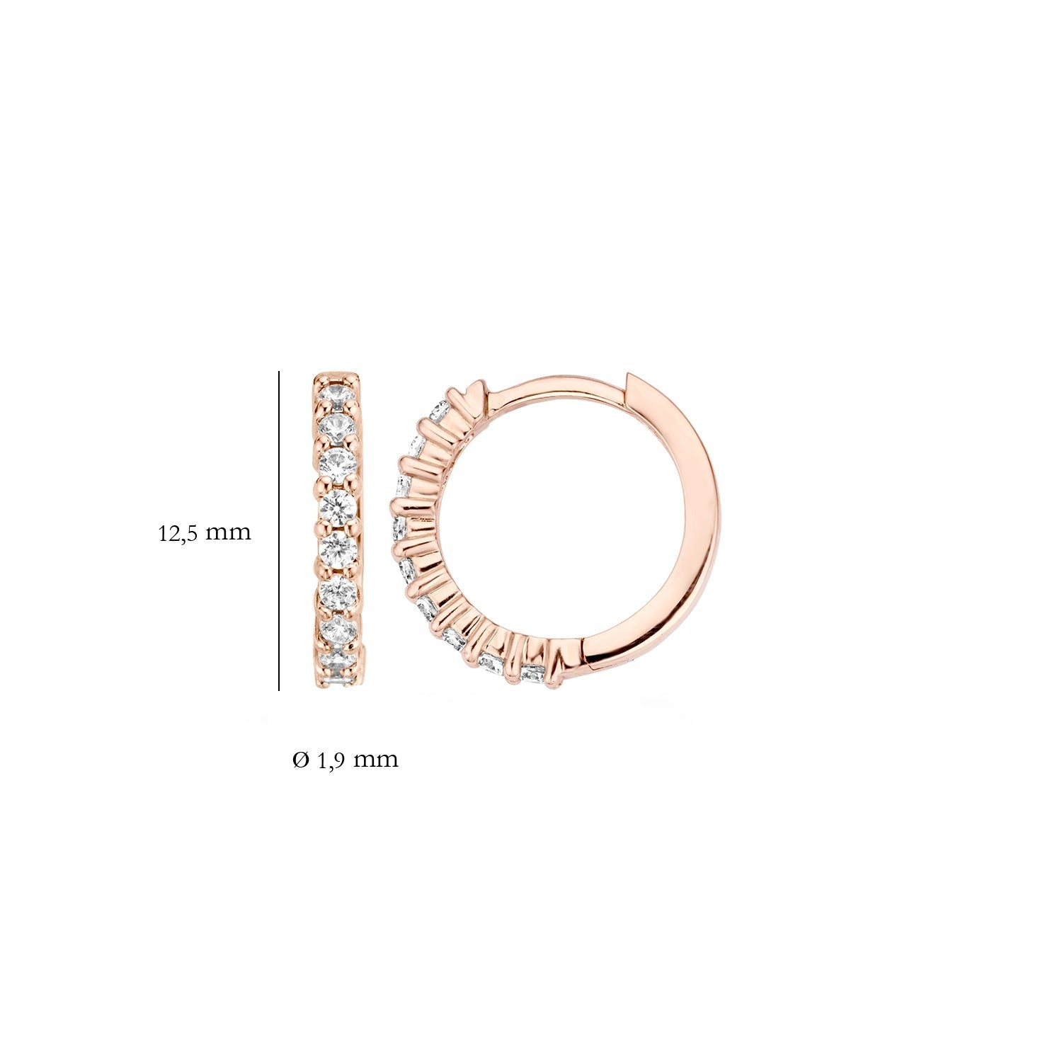 Earrings 7166RZI - 14k Rose Gold with zirconia