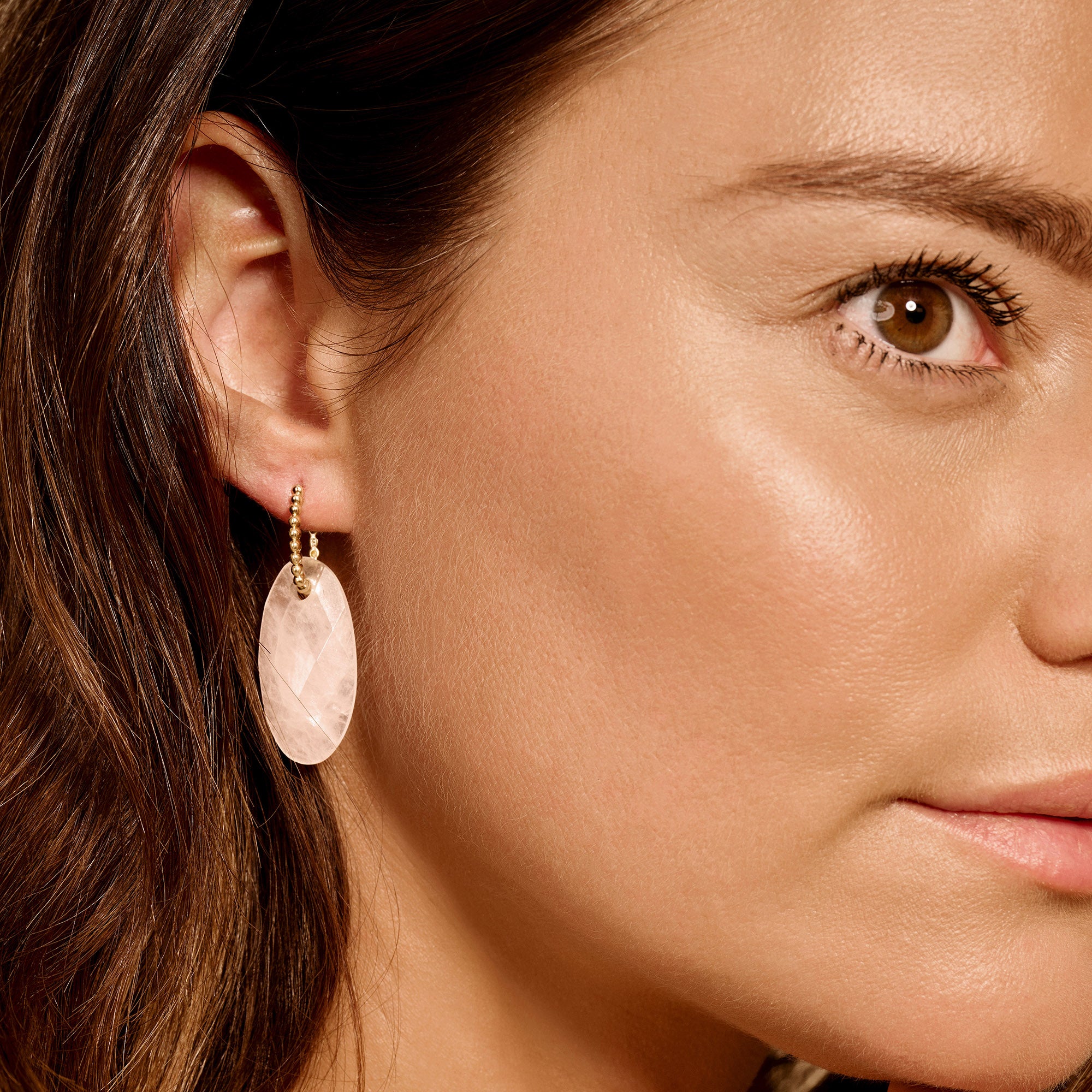 Oorbedels Rozenkwarts 30 mm in Natuursteen