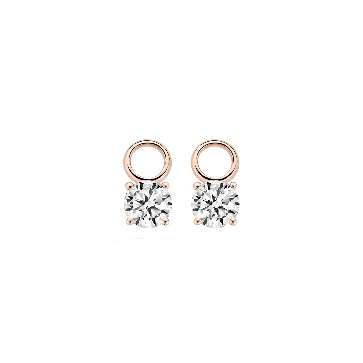 Zirkonia Oorbedels ⌀ 8 mm 14k Rosé goud